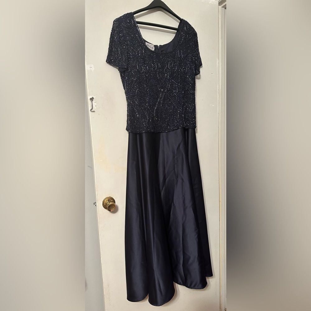 Vintage Sequins Beaded Floral Lace Formal Evening Size 10